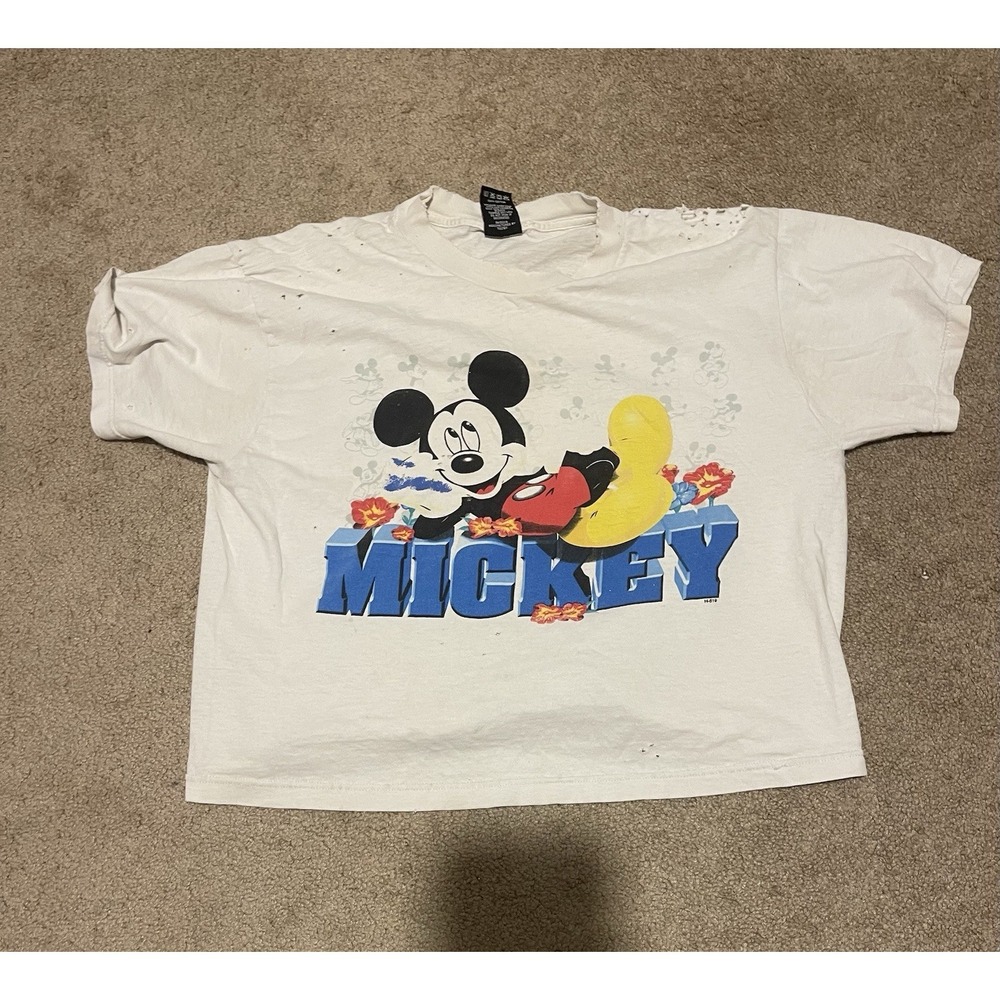 VTG 90s Mickey Mouse Thrashed Distressed Tshirt Size Medium Women
